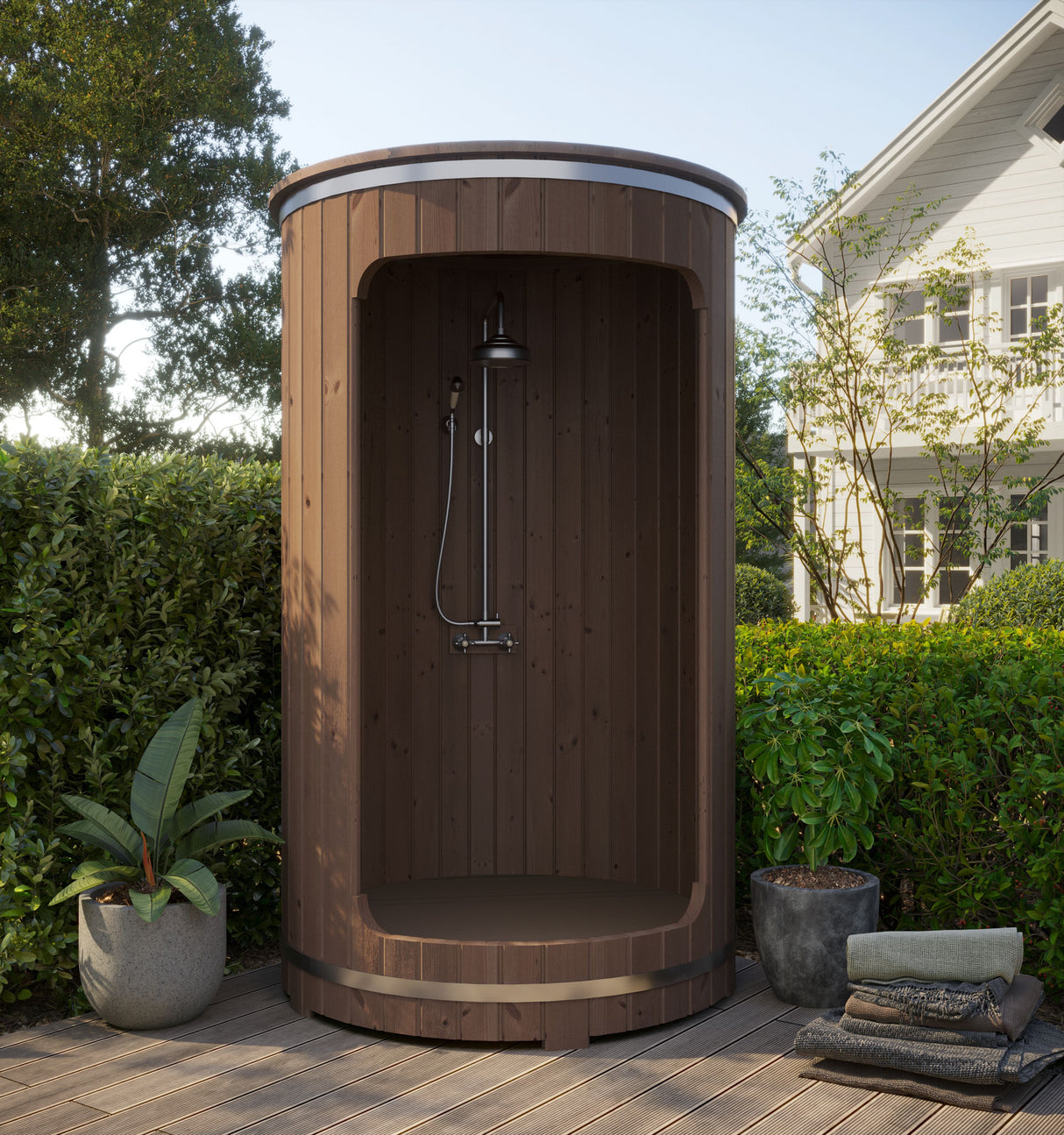SaunaLife RAIN Series Outdoor Barrel Shower