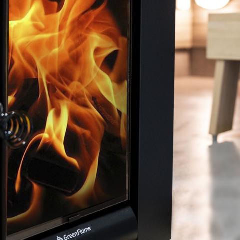 Harvia Linear GreenFlame Series 22 Wood Sauna Stove with Water Tank, 15.7kW