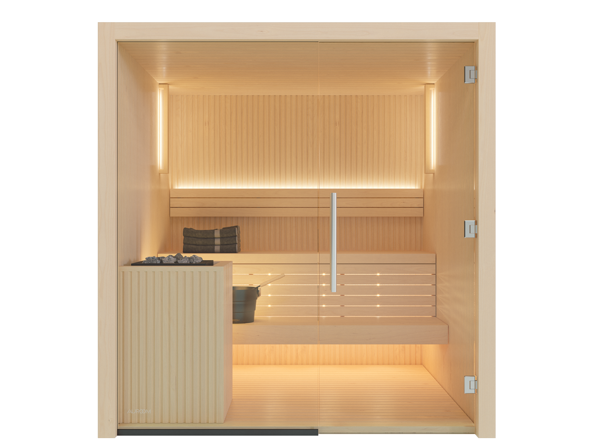 Auroom Libera Glass Indoor Modular Sauna, 6 Person