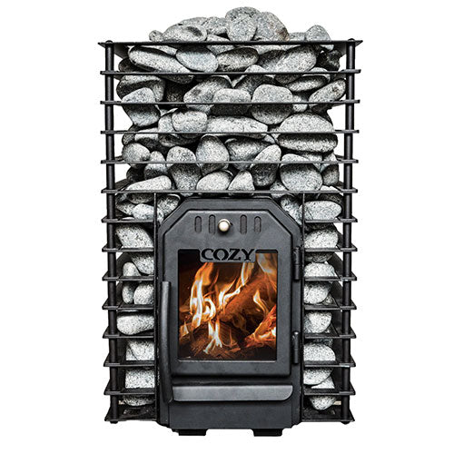Cozy Heat Quattro Series Thru-Wall Wood Burning Sauna Heater Stove, 12kW