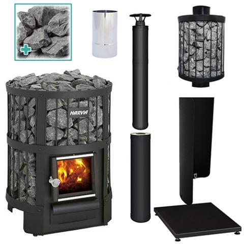 Harvia Legend 150 Deluxe WH Wood Burning Sauna Stove Package, 16kW