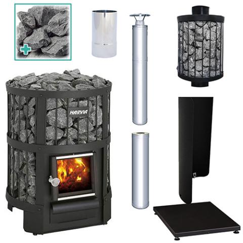 Harvia Legend 150 Deluxe WH Wood Burning Sauna Stove Package, 16kW