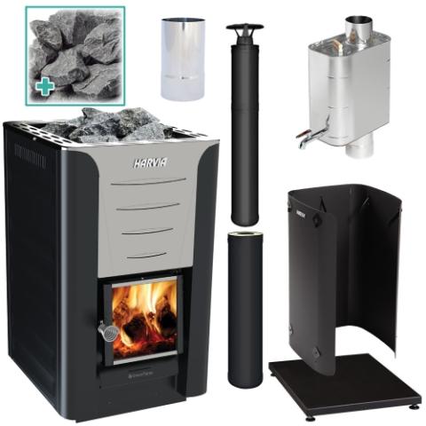 Harvia PRO 20 Deluxe WH Wood Burning Stove Kit, 24kW