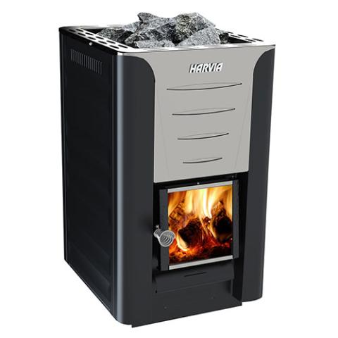 Harvia Pro Series Wood-Burning Sauna Stove With Optional Exterior Feed, 24kW