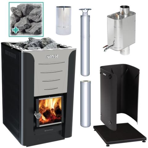 Harvia PRO 20 Deluxe WH Wood Burning Stove Kit, 24kW