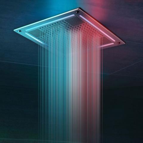 ThermaSol HydroVive 14" Light, Sound, and Rain Shower System, Square