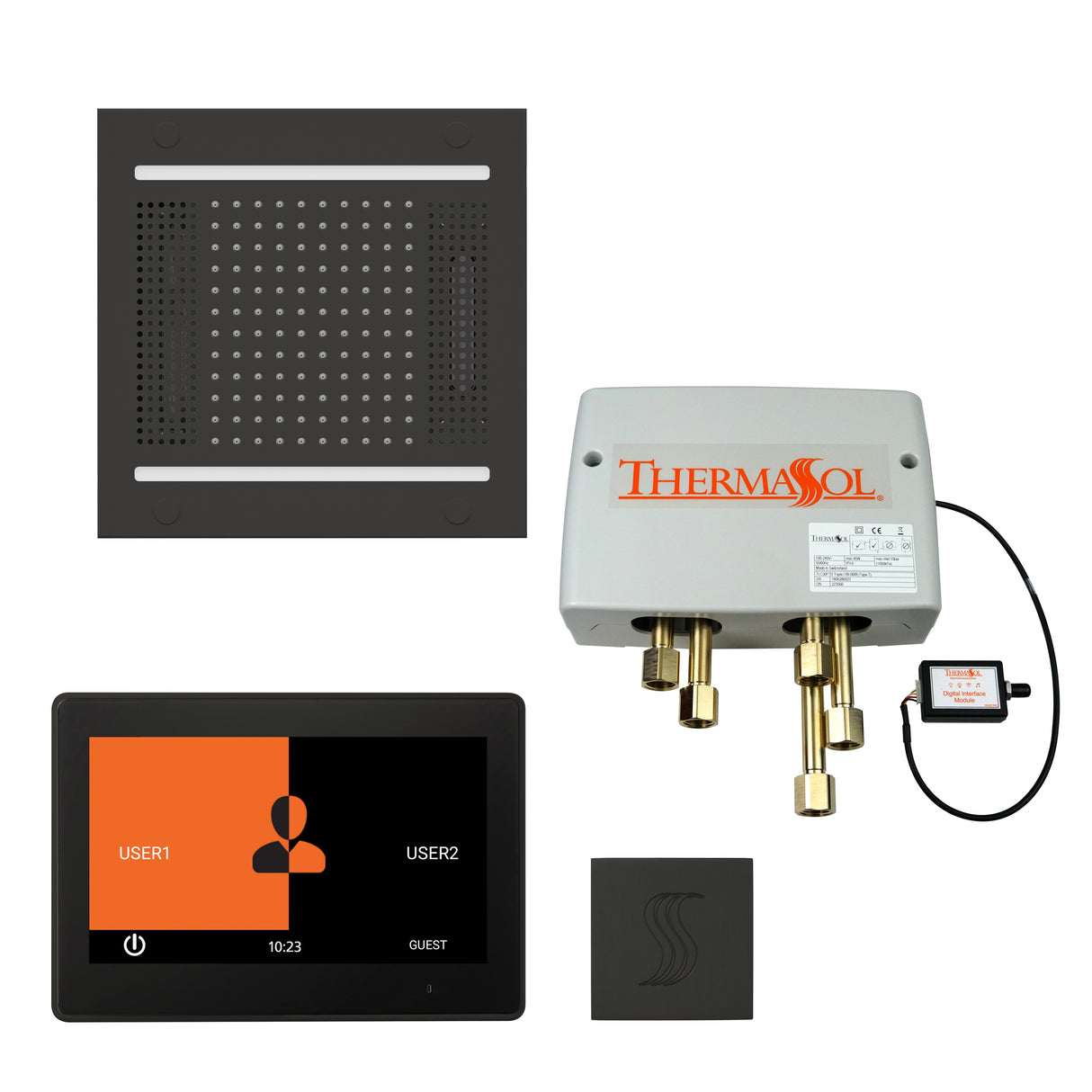 ThermaSol ThermaTouch 10" Control HydroVive 14" Rainhead Total Steam Shower Package