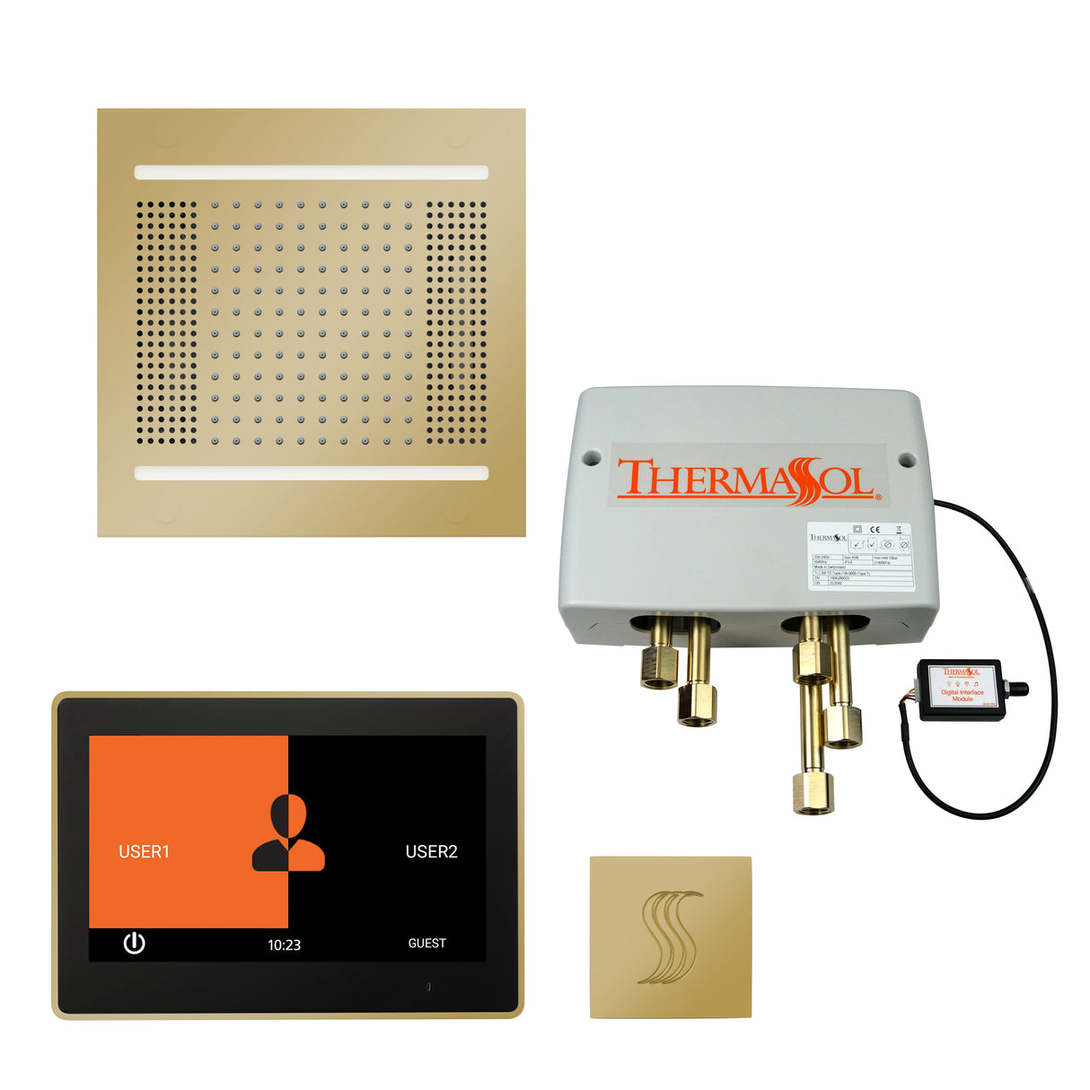 ThermaSol ThermaTouch 10" Control HydroVive 14" Rainhead Total Steam Shower Package