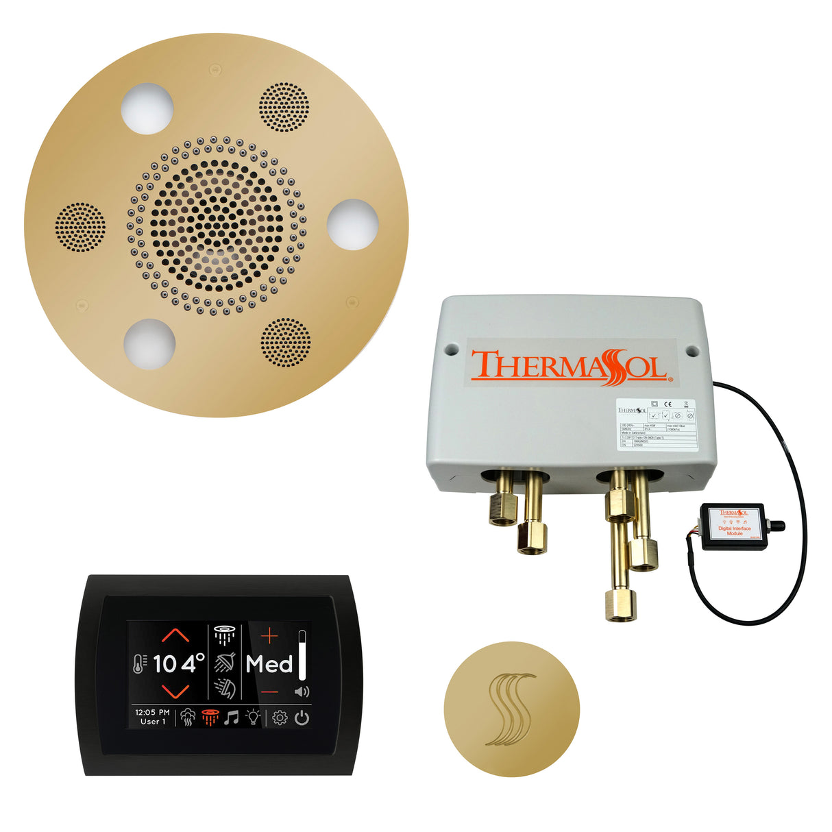 ThermaSol SignaTouch 5" Control with Round Serenity Rainhead Total Steam Shower Package