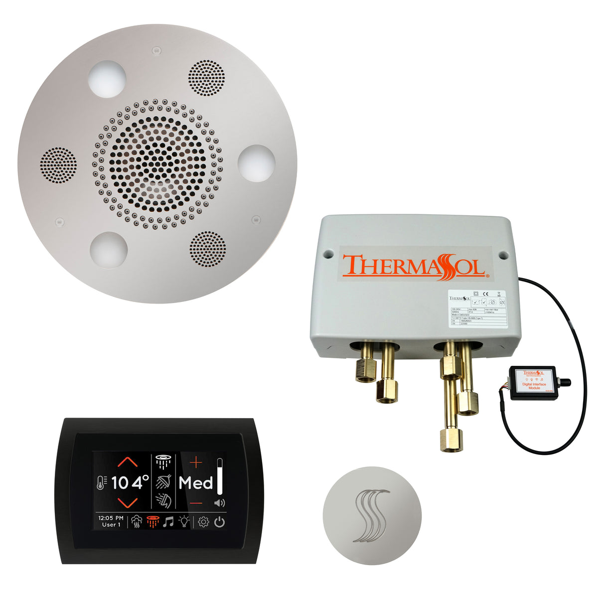 ThermaSol SignaTouch 5" Control with Round Serenity Rainhead Total Steam Shower Package