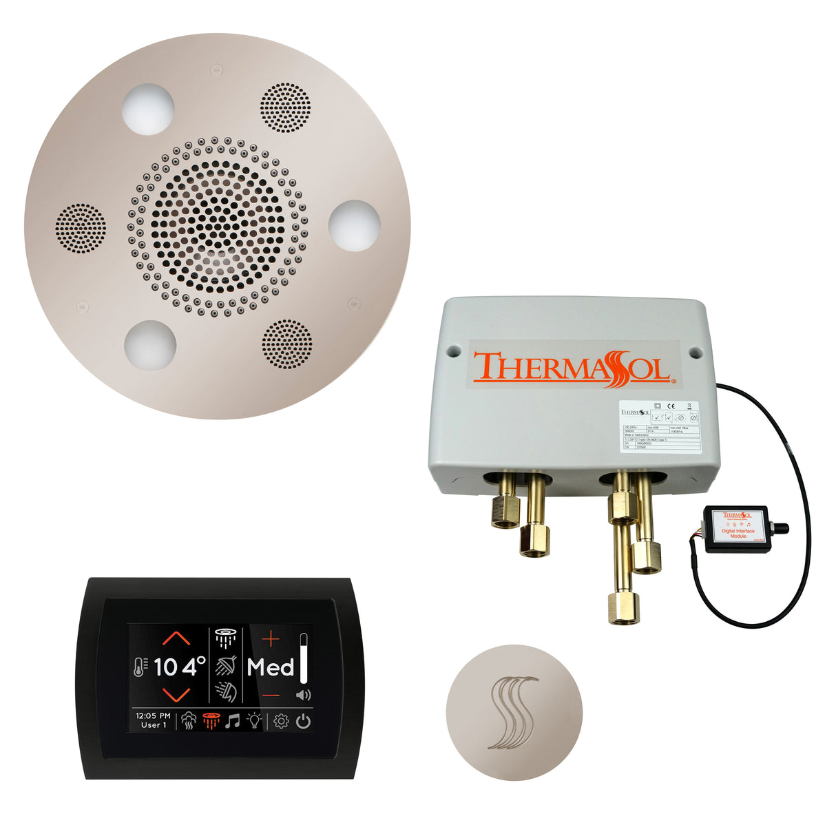 ThermaSol SignaTouch 5" Control with Round Serenity Rainhead Total Steam Shower Package