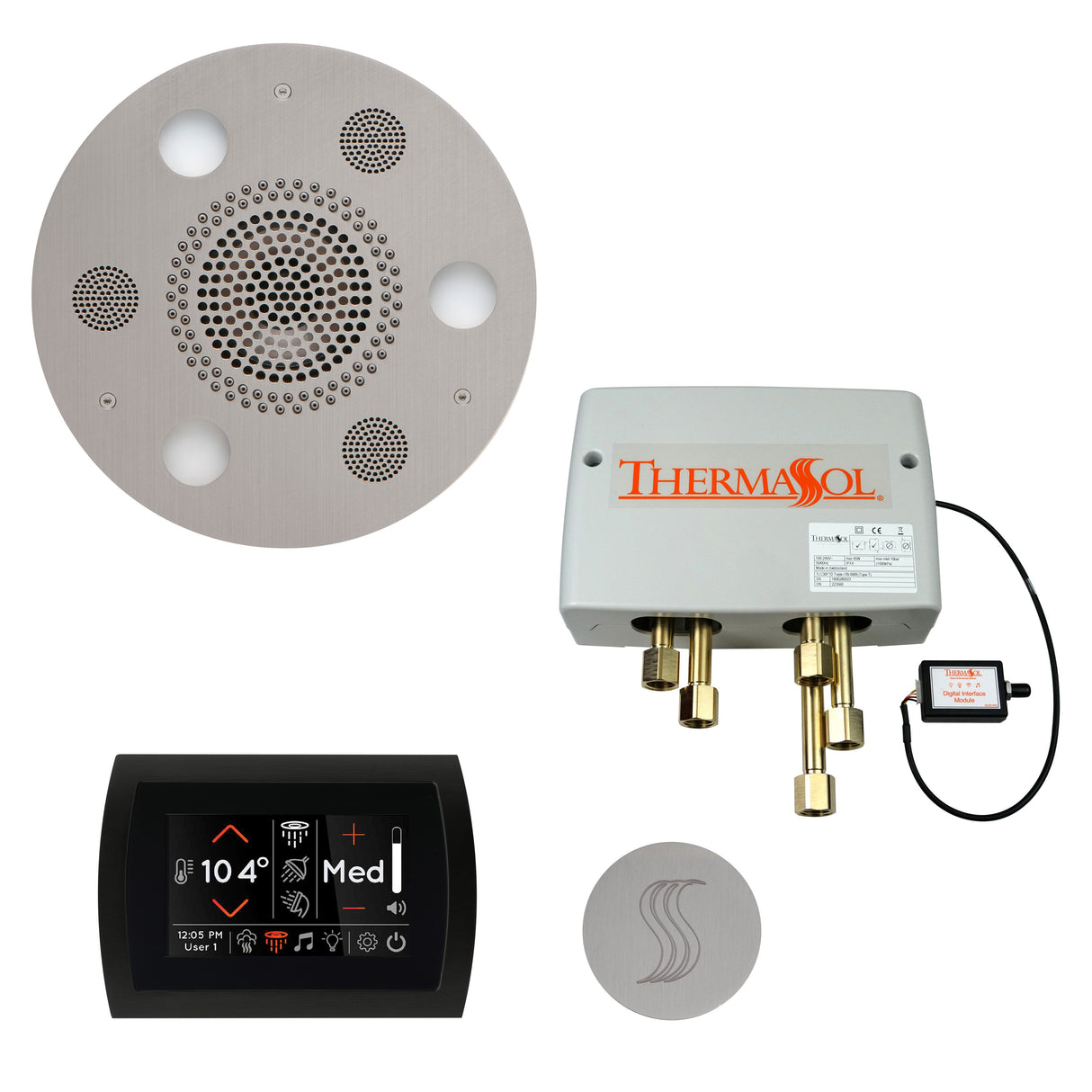 ThermaSol SignaTouch 5" Control with Round Serenity Rainhead Total Steam Shower Package