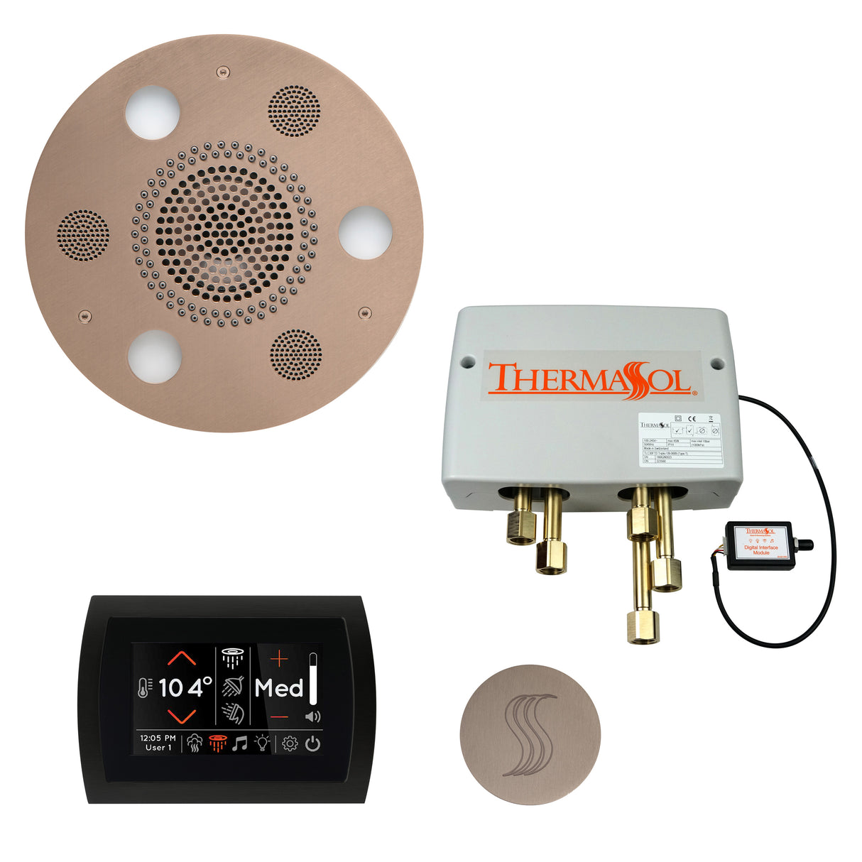 ThermaSol SignaTouch 5" Control with Round Serenity Rainhead Total Steam Shower Package
