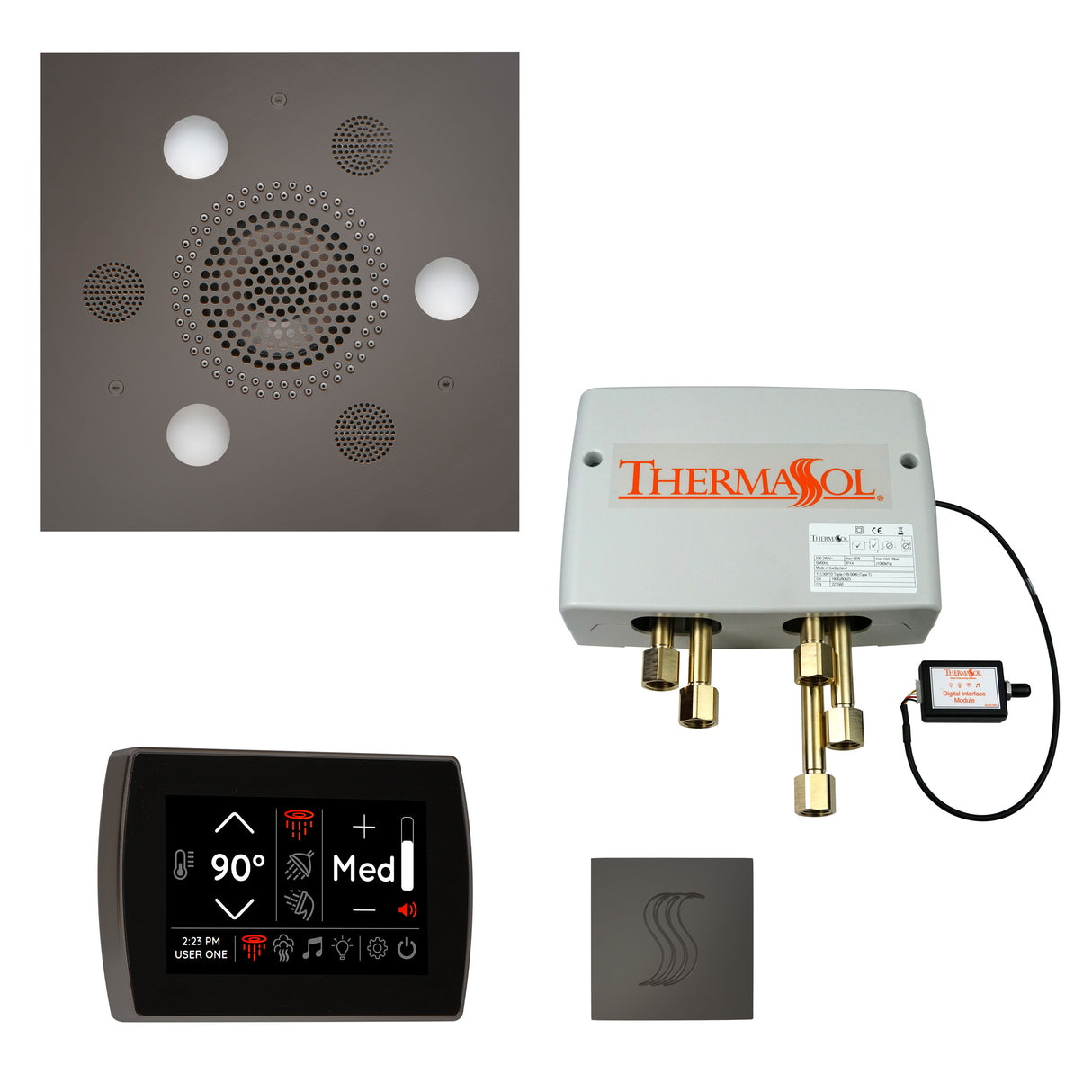 ThermaSol SignaTouch 5" Control with Square Serenity Rainhead Total Steam Shower Package