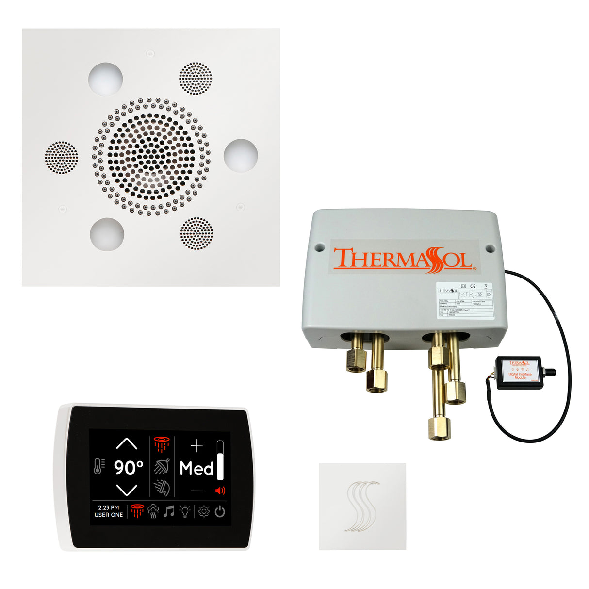 ThermaSol SignaTouch 5" Control with Square Serenity Rainhead Total Steam Shower Package