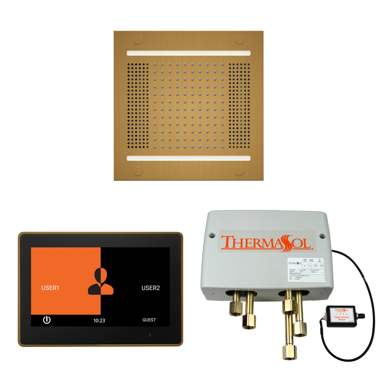 ThermaSol ThermaTouch 10" Control, HydroVive 14" Rainhead, and Digital Shower Valve Package