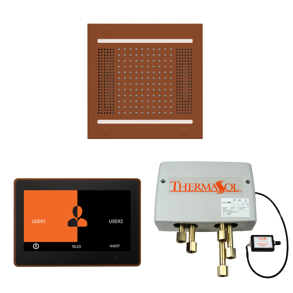 ThermaSol ThermaTouch 10" Control, HydroVive 14" Rainhead, and Digital Shower Valve Package