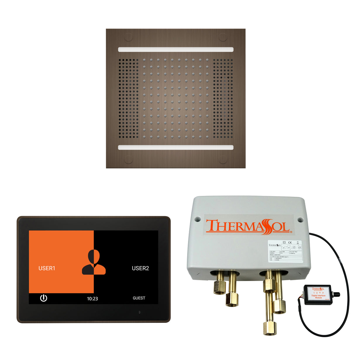 ThermaSol ThermaTouch 10" Control, HydroVive 14" Rainhead, and Digital Shower Valve Package