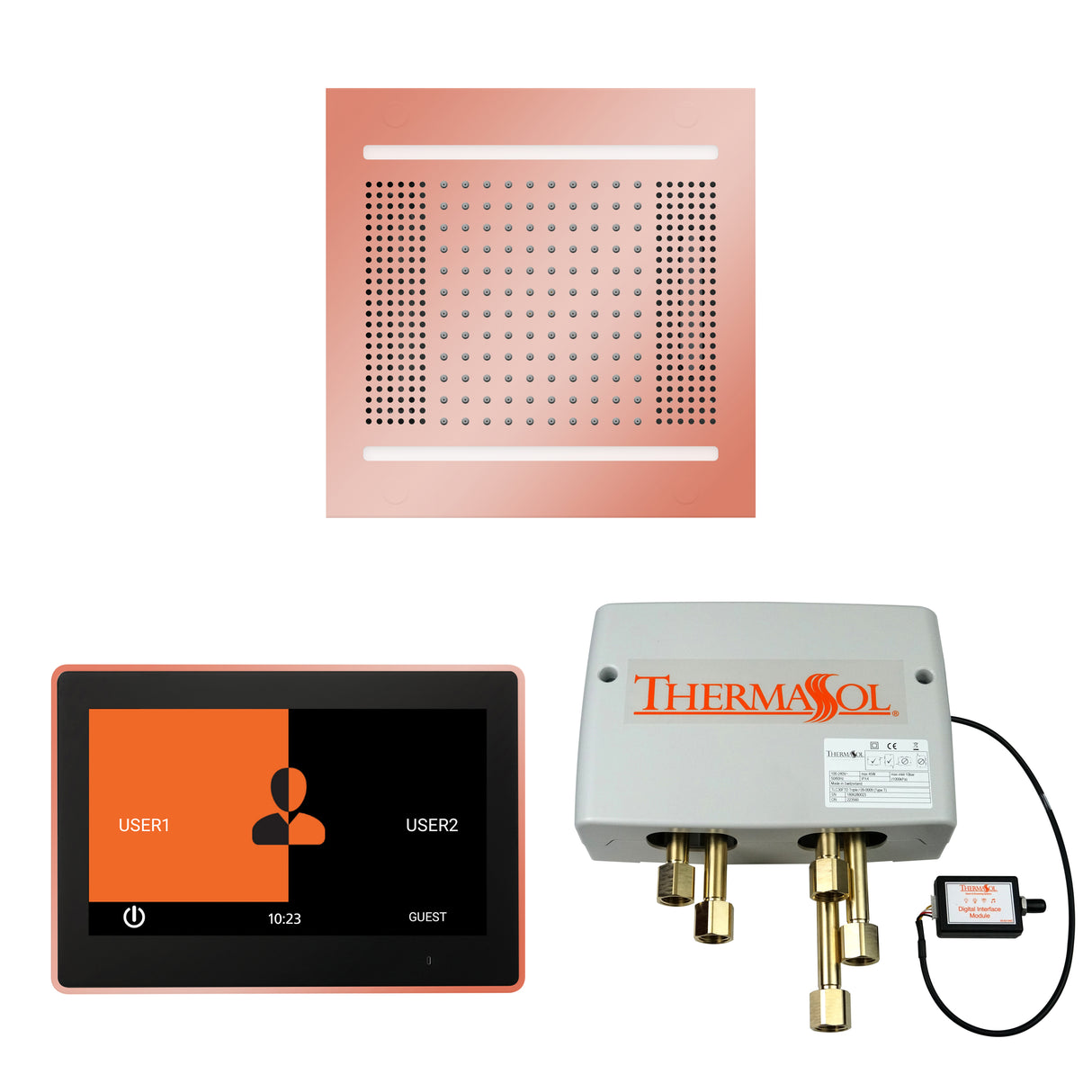 ThermaSol ThermaTouch 10" Control, HydroVive 14" Rainhead, and Digital Shower Valve Package
