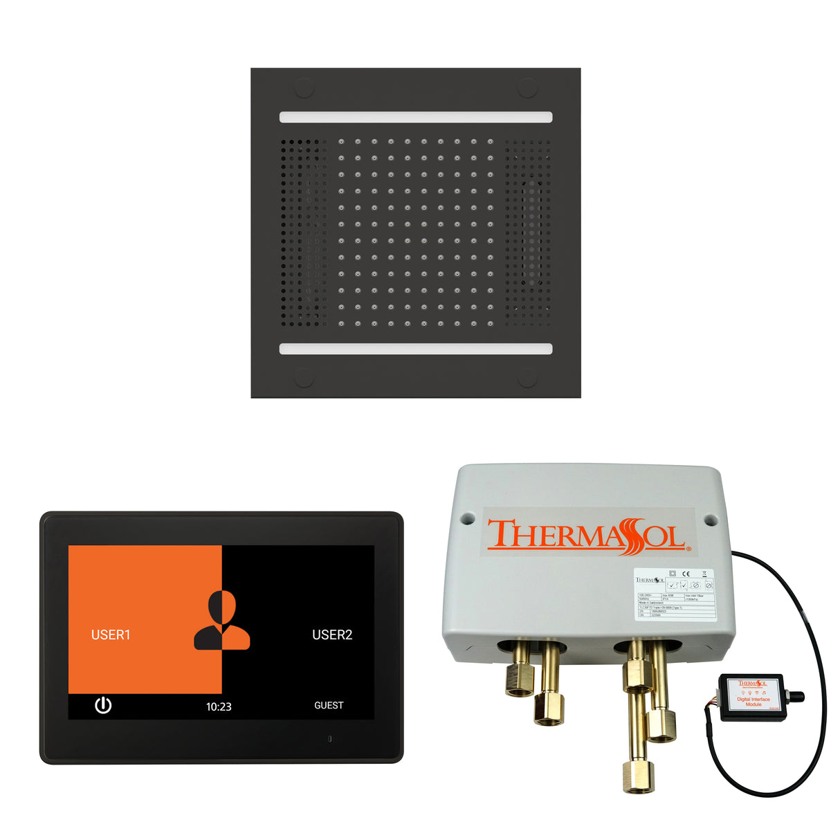 ThermaSol ThermaTouch 10" Control, HydroVive 14" Rainhead, and Digital Shower Valve Package