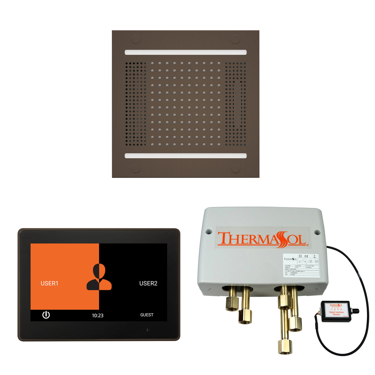 ThermaSol ThermaTouch 10" Control, HydroVive 14" Rainhead, and Digital Shower Valve Package