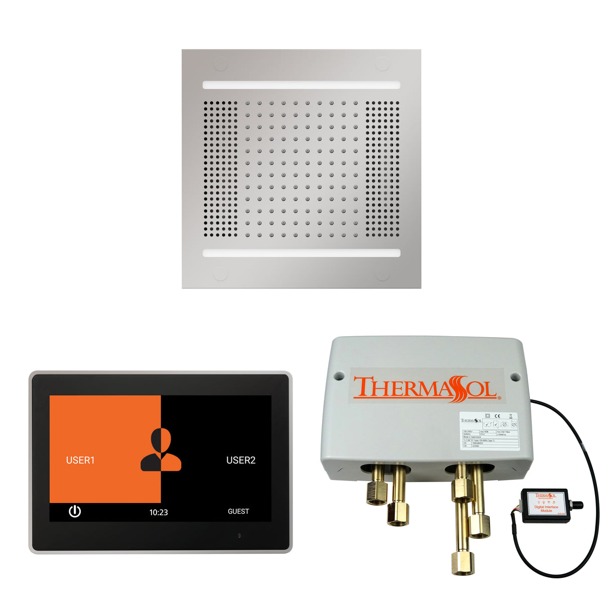 ThermaSol ThermaTouch 10" Control, HydroVive 14" Rainhead, and Digital Shower Valve Package