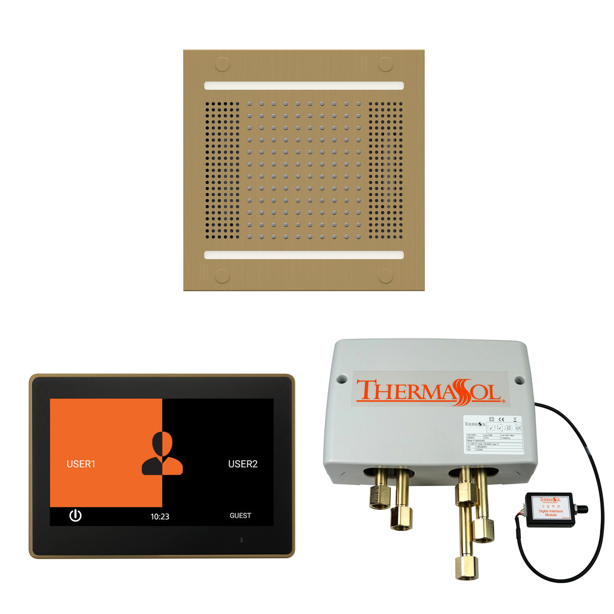 ThermaSol ThermaTouch 10" Control, HydroVive 14" Rainhead, and Digital Shower Valve Package