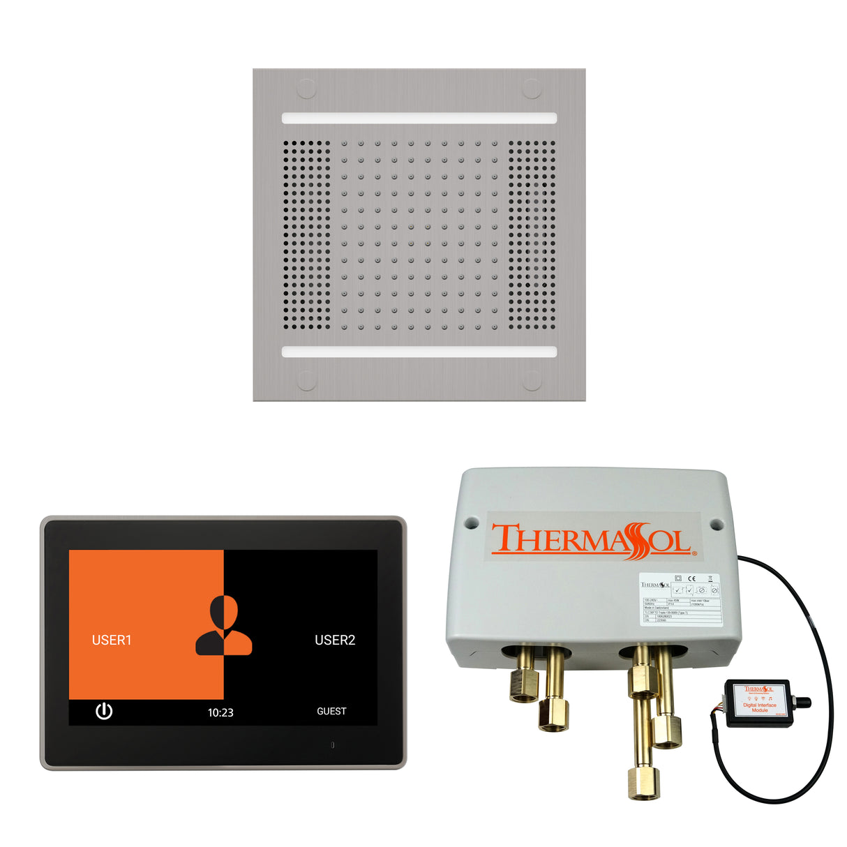ThermaSol ThermaTouch 10" Control, HydroVive 14" Rainhead, and Digital Shower Valve Package