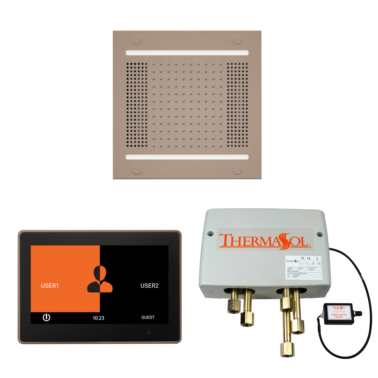 ThermaSol ThermaTouch 10" Control, HydroVive 14" Rainhead, and Digital Shower Valve Package