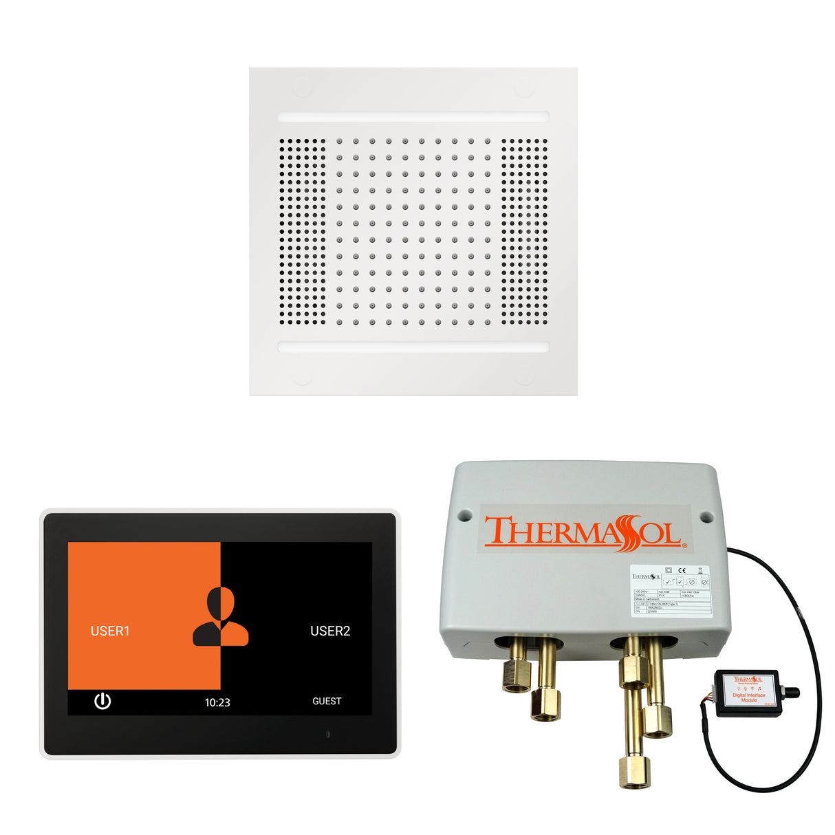 ThermaSol ThermaTouch 10" Control, HydroVive 14" Rainhead, and Digital Shower Valve Package