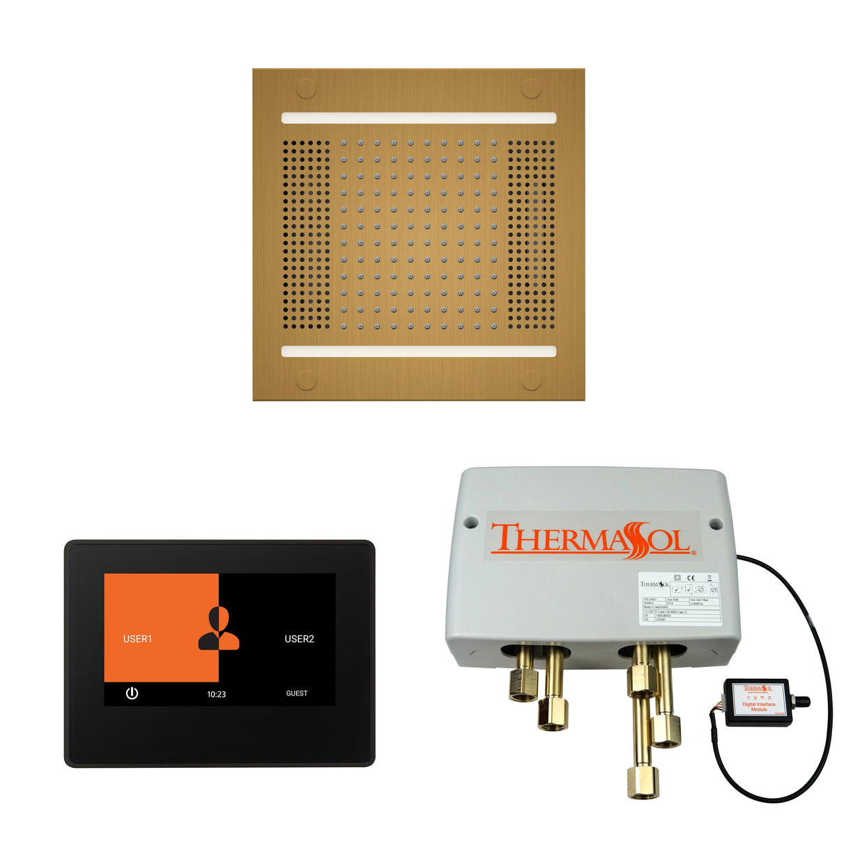 ThermaSol ThermaTouch 7" Control, HydroVive 14" Rainhead, and Digital Shower Valve Package