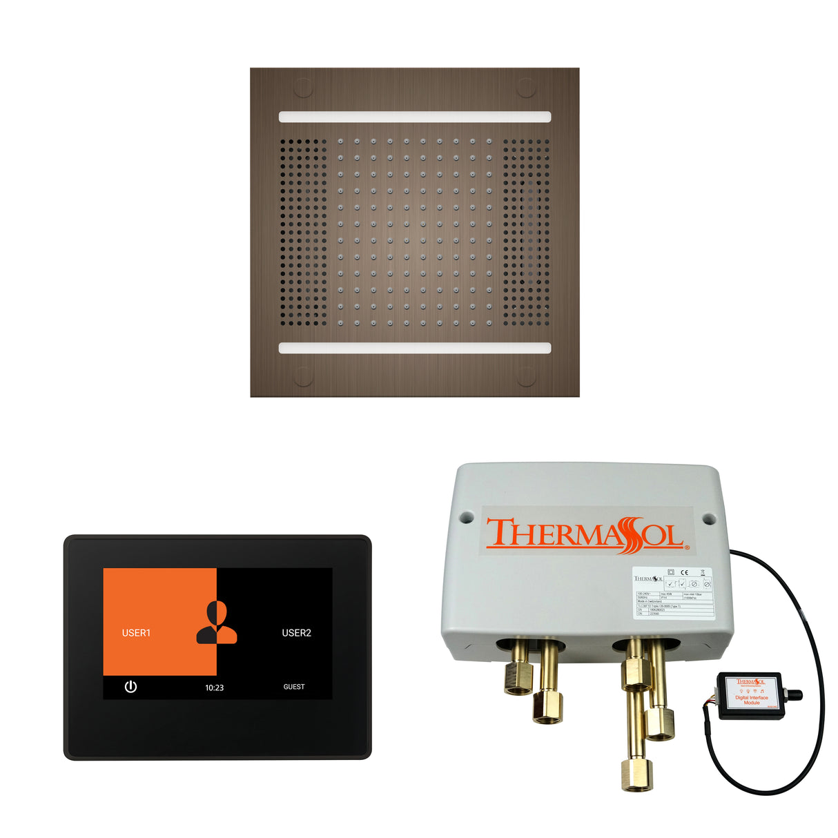 ThermaSol ThermaTouch 7" Control, HydroVive 14" Rainhead, and Digital Shower Valve Package