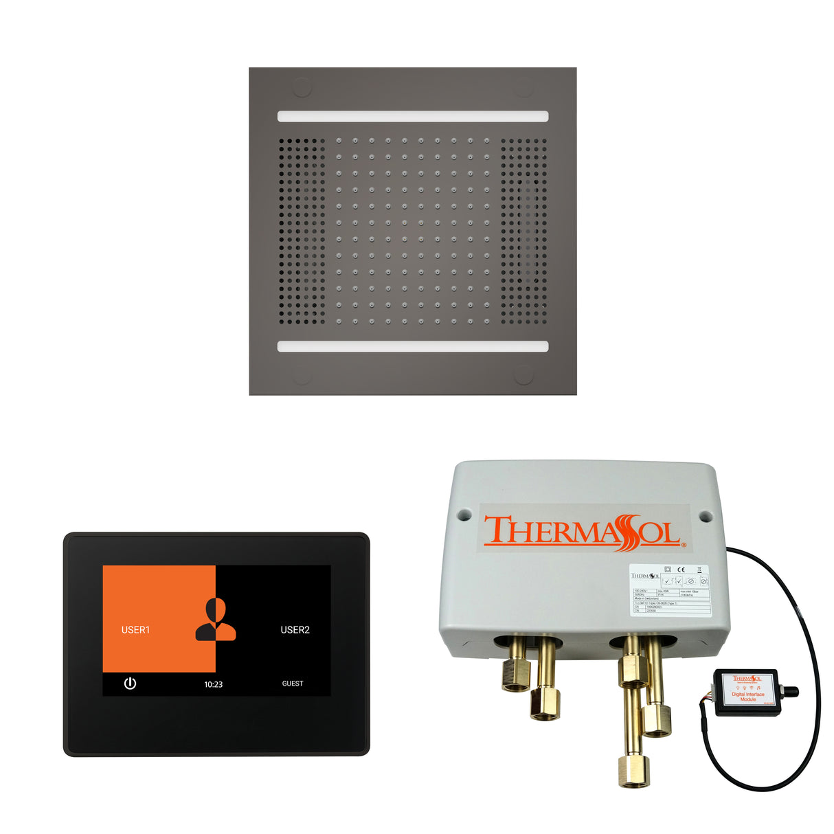 ThermaSol ThermaTouch 7" Control, HydroVive 14" Rainhead, and Digital Shower Valve Package
