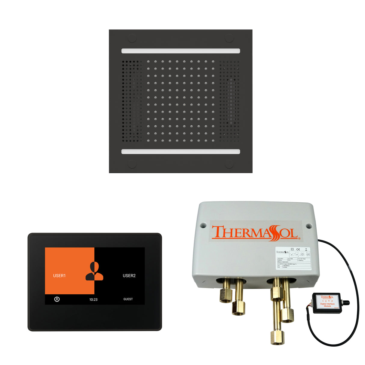 ThermaSol ThermaTouch 7" Control, HydroVive 14" Rainhead, and Digital Shower Valve Package