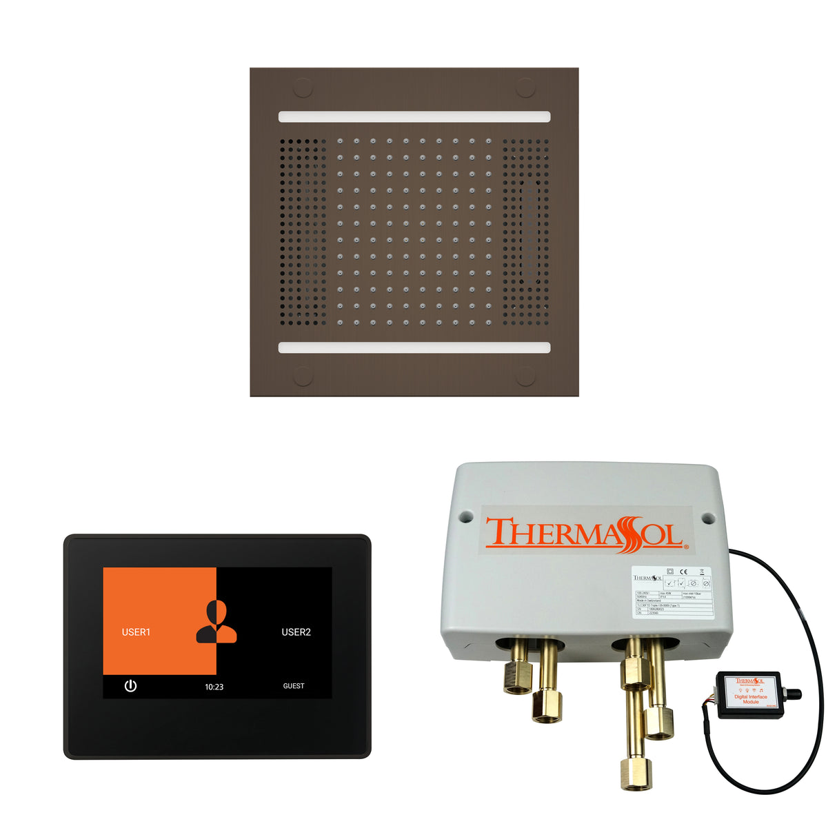 ThermaSol ThermaTouch 7" Control, HydroVive 14" Rainhead, and Digital Shower Valve Package