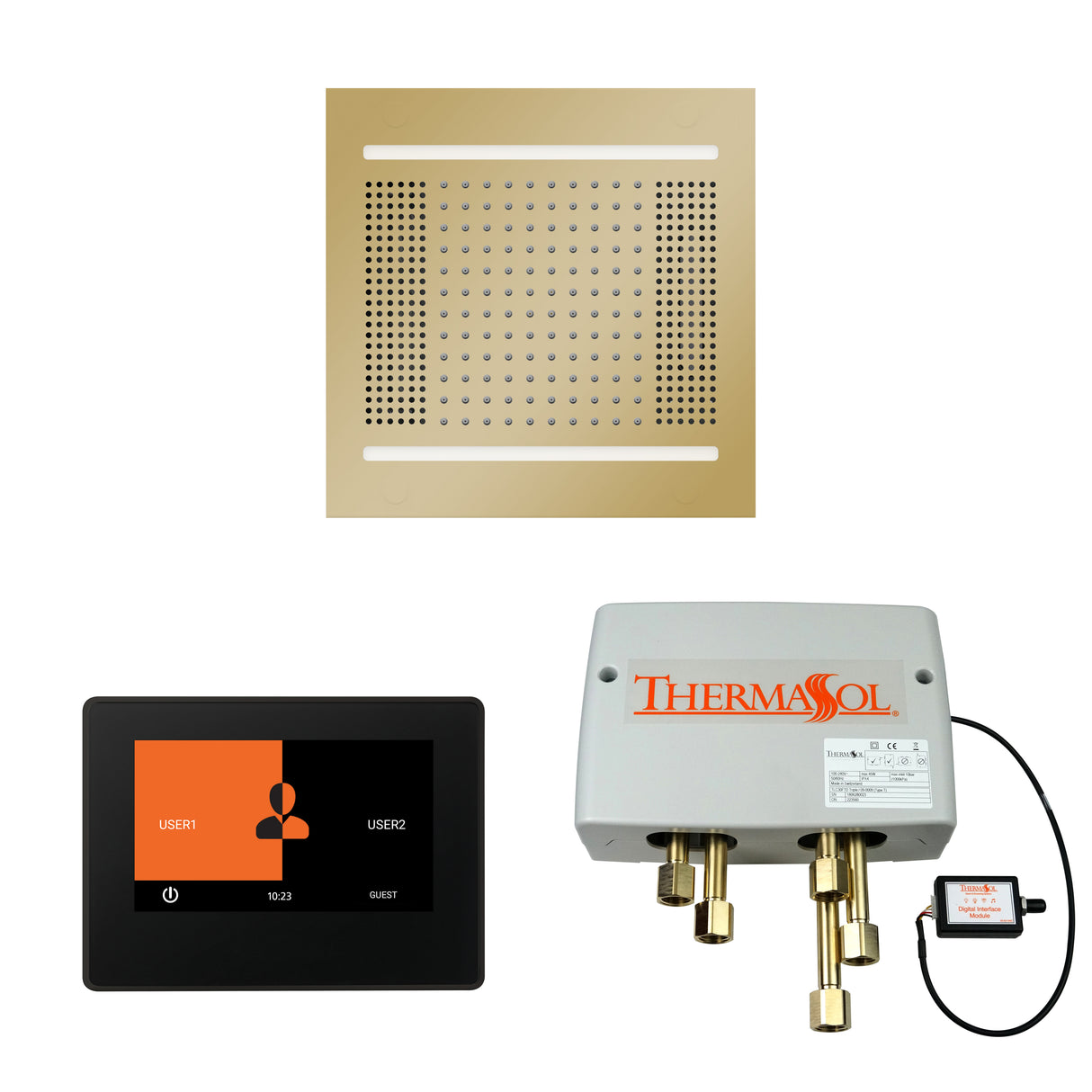 ThermaSol ThermaTouch 7" Control, HydroVive 14" Rainhead, and Digital Shower Valve Package