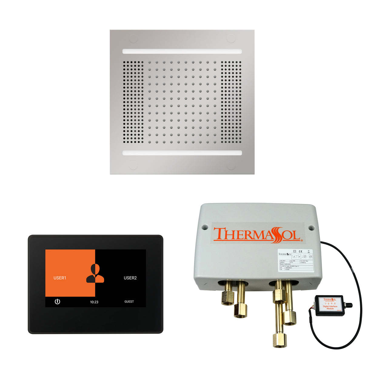 ThermaSol ThermaTouch 7" Control, HydroVive 14" Rainhead, and Digital Shower Valve Package