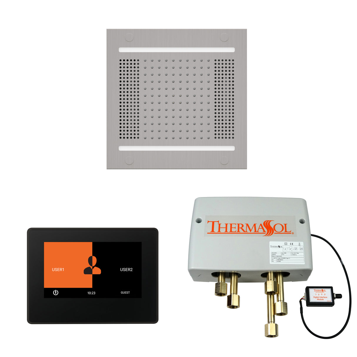 ThermaSol ThermaTouch 7" Control, HydroVive 14" Rainhead, and Digital Shower Valve Package