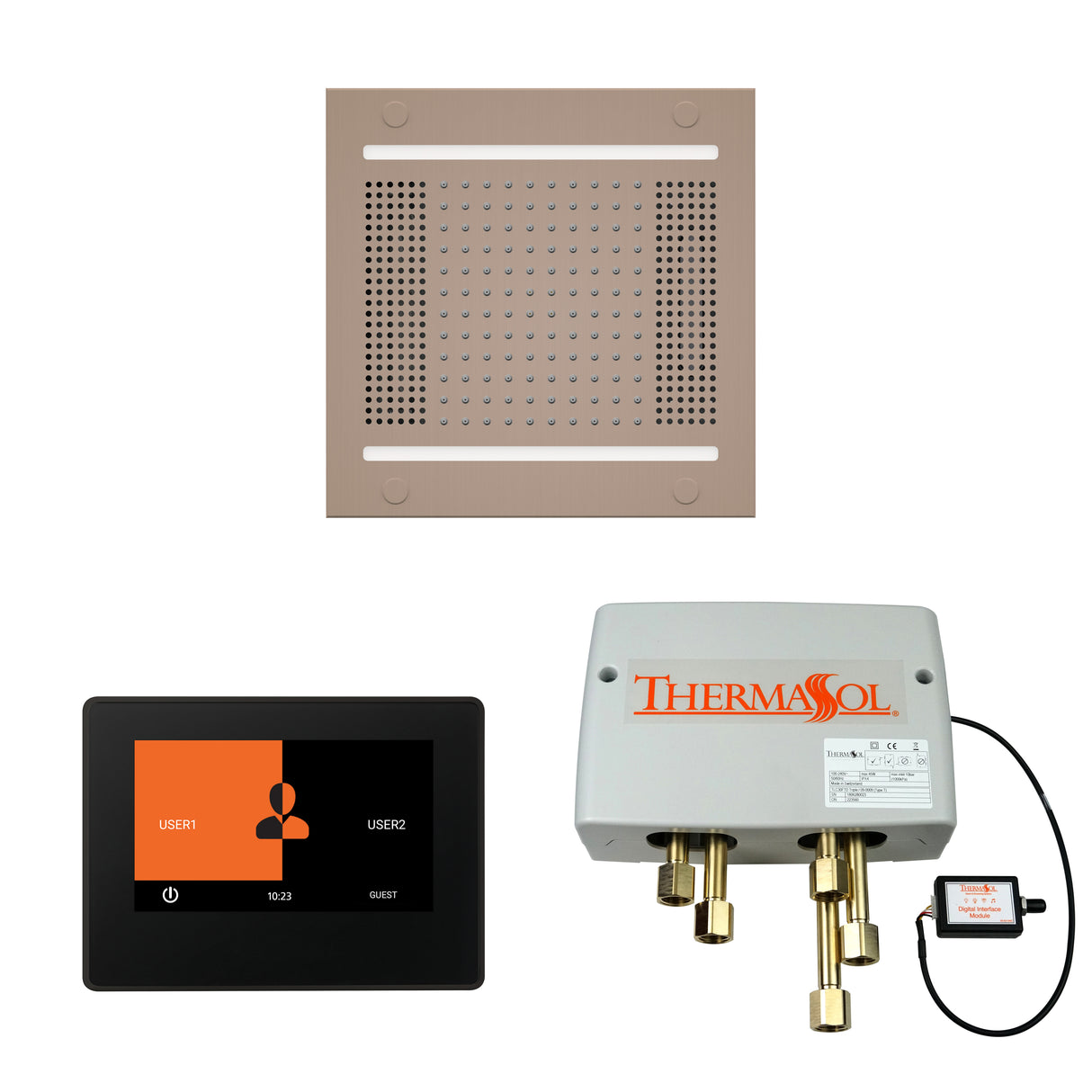 ThermaSol ThermaTouch 7" Control, HydroVive 14" Rainhead, and Digital Shower Valve Package