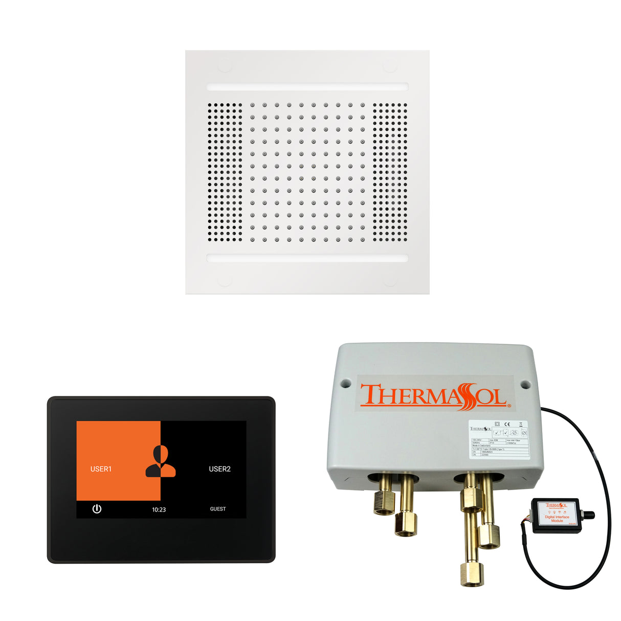 ThermaSol ThermaTouch 7" Control, HydroVive 14" Rainhead, and Digital Shower Valve Package