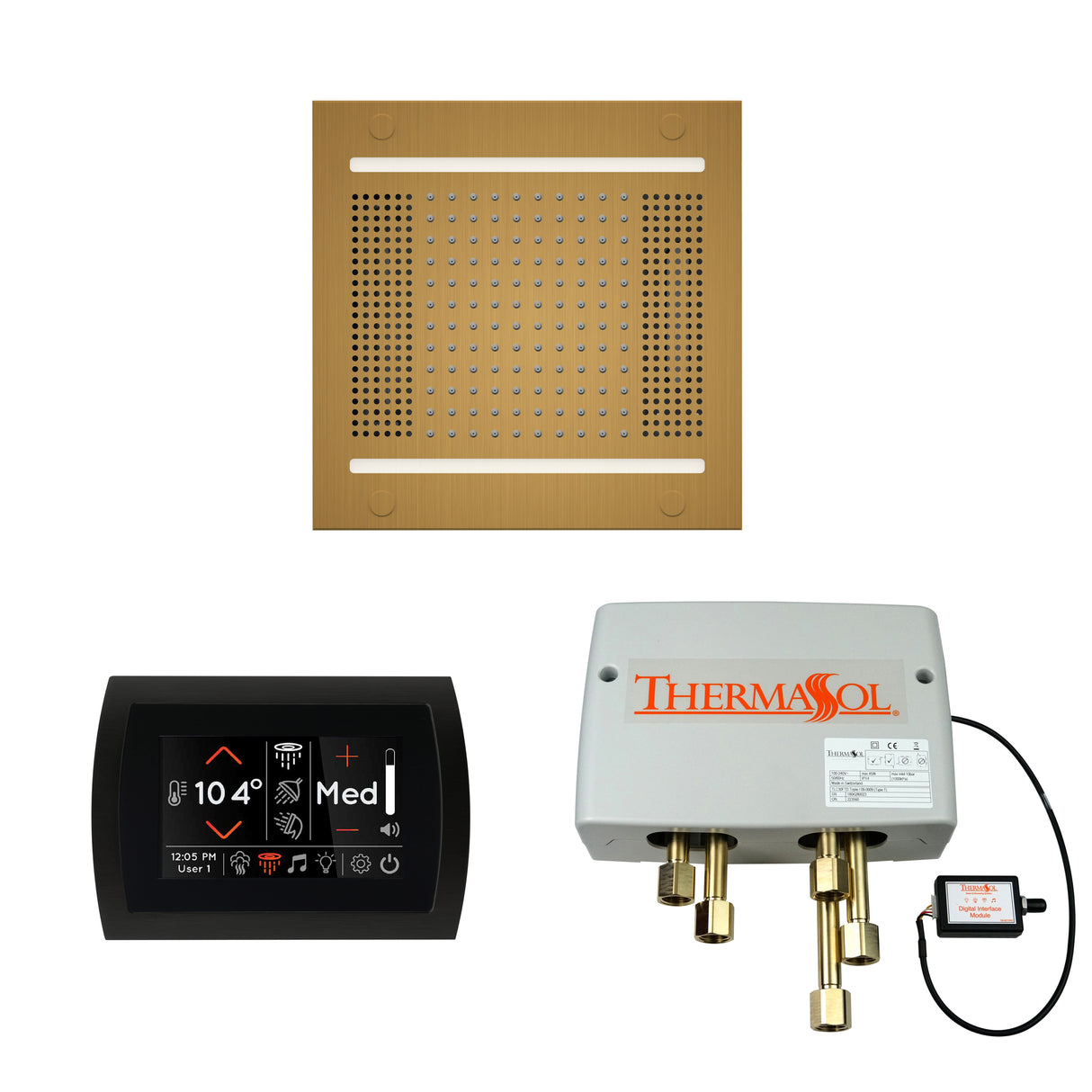 ThermaSol SignaTouch Control, HydroVive 14", and Digital Shower Valve Package, Round