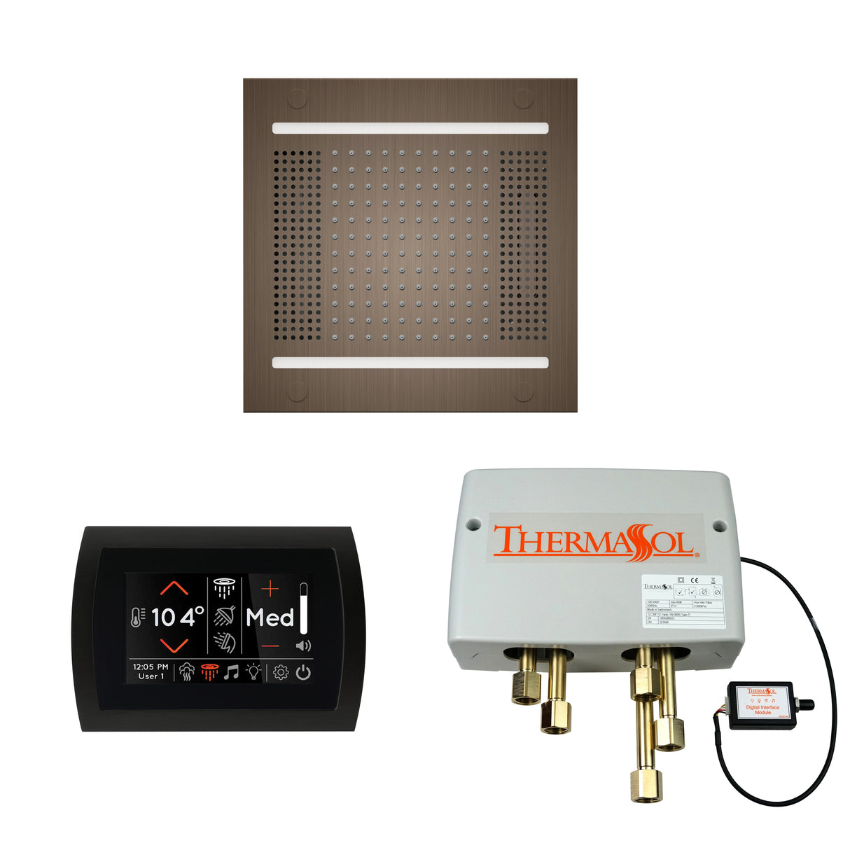 ThermaSol SignaTouch Control, HydroVive 14", and Digital Shower Valve Package, Round