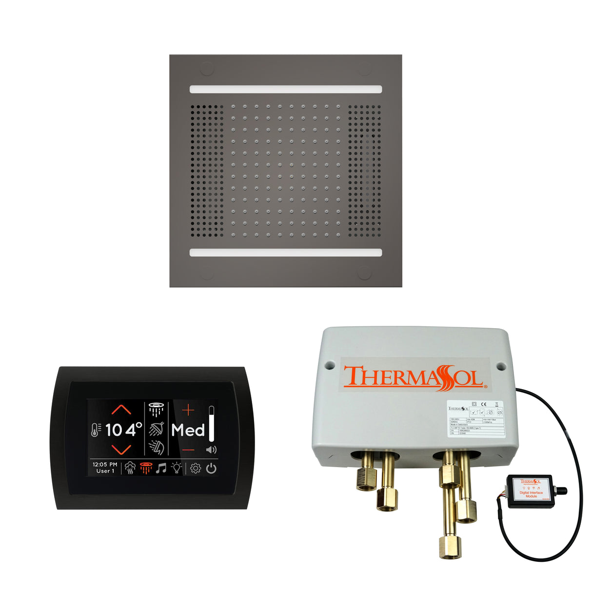 ThermaSol SignaTouch Control, HydroVive 14", and Digital Shower Valve Package, Round