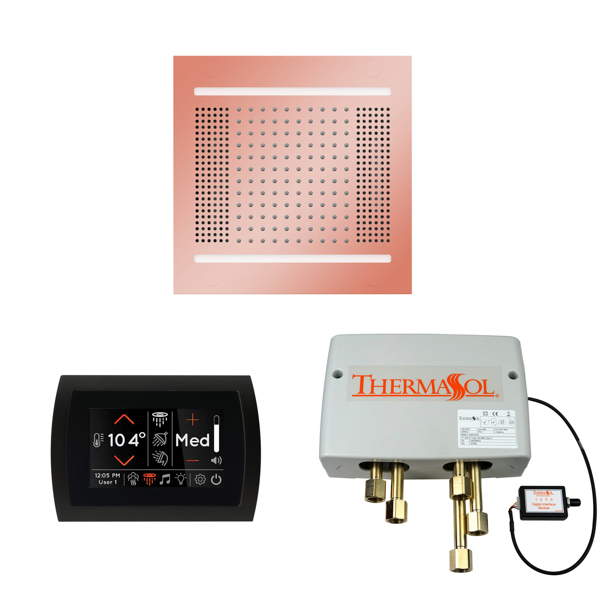 ThermaSol SignaTouch Control, HydroVive 14", and Digital Shower Valve Package, Round