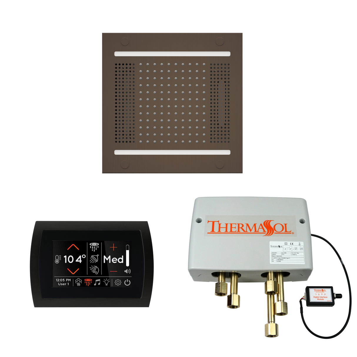 ThermaSol SignaTouch Control, HydroVive 14", and Digital Shower Valve Package, Round