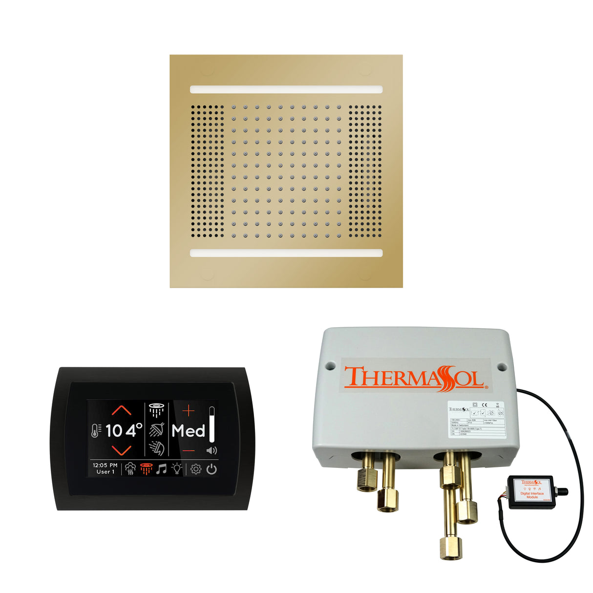 ThermaSol SignaTouch Control, HydroVive 14", and Digital Shower Valve Package, Round