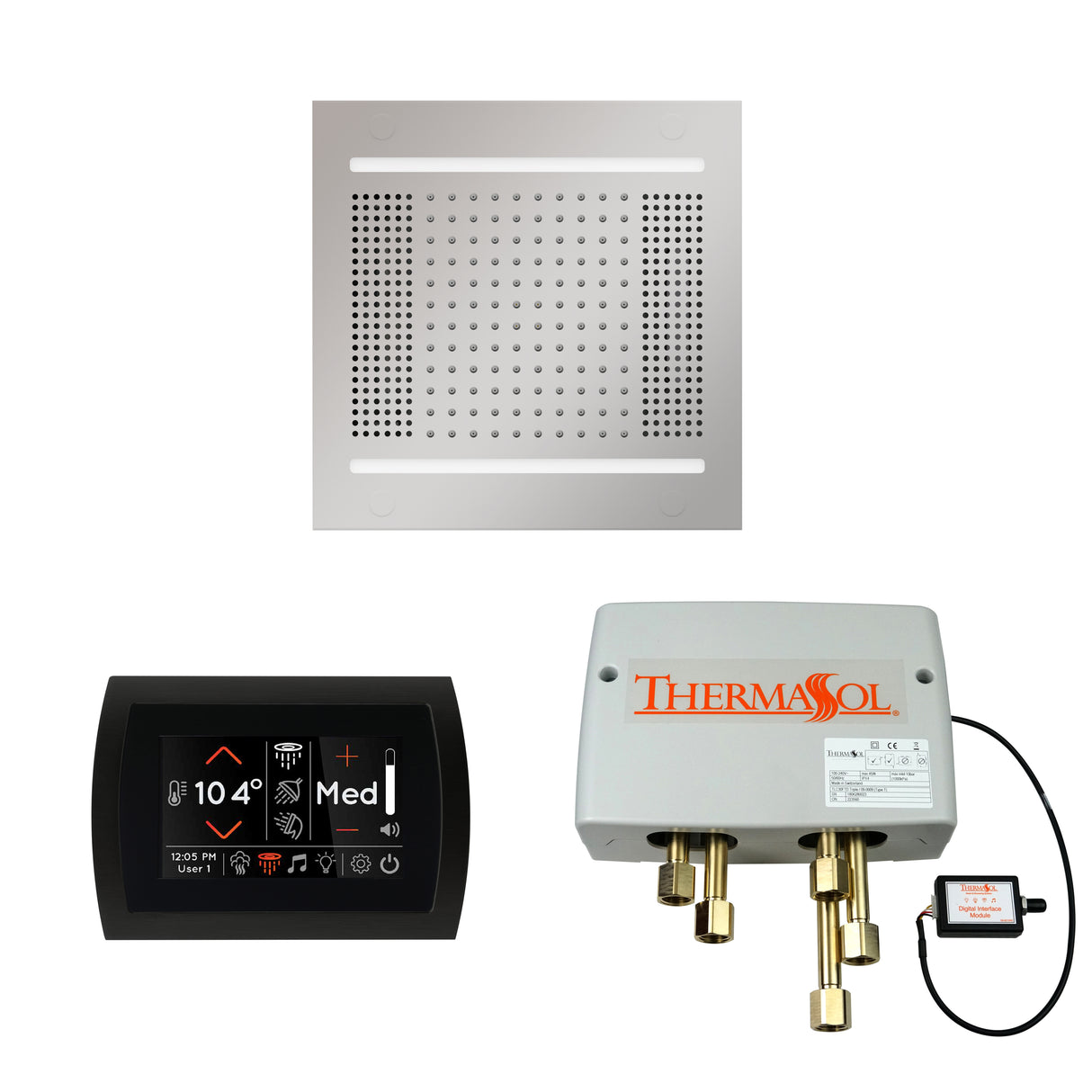 ThermaSol SignaTouch Control, HydroVive 14", and Digital Shower Valve Package, Round