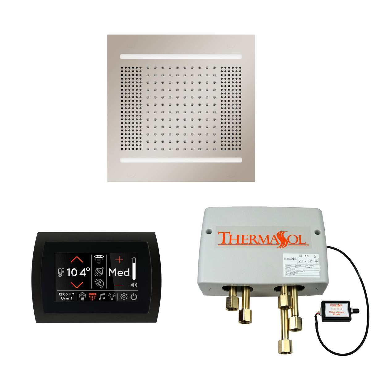 ThermaSol SignaTouch Control, HydroVive 14", and Digital Shower Valve Package, Round