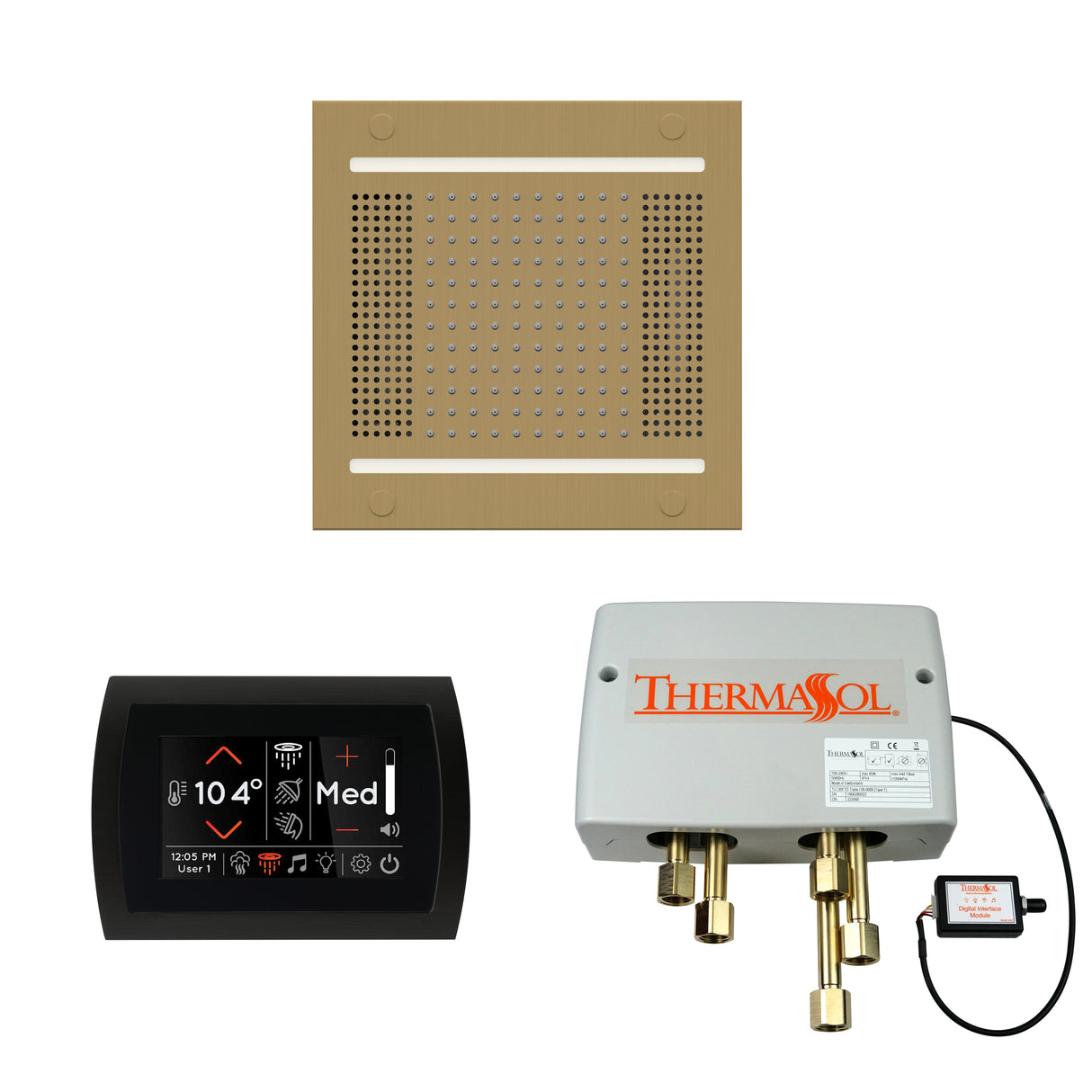 ThermaSol SignaTouch Control, HydroVive 14", and Digital Shower Valve Package, Round