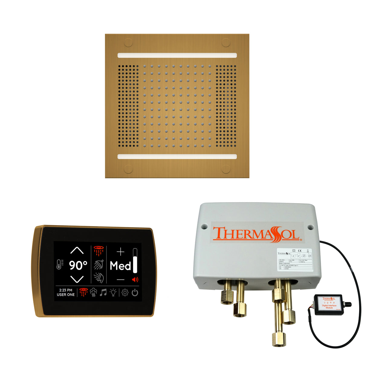 ThermaSol SignaTouch Control, HydroVive 14", and Digital Shower Valve Package, Square